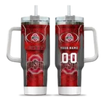 custom ohio state buckeyes hexagon armor scarlet curved tumbler best selling.webp