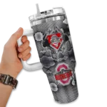 custom ohio state buckeyes superman shield scarlet gray curved tumbler best selling.webp