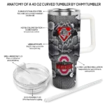 custom ohio state buckeyes superman shield scarlet gray curved tumbler best selling.webp