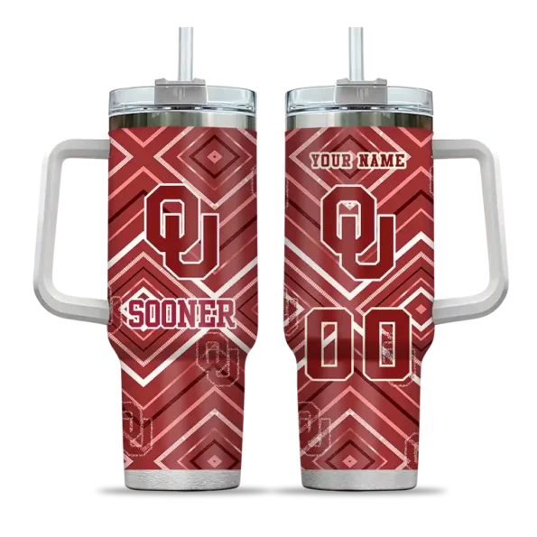 custom oklahoma sooners bold diamonds crimson curved tumbler best selling.webp