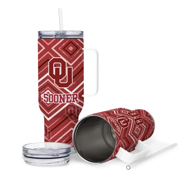 custom oklahoma sooners bold diamonds crimson curved tumbler high quality.webp