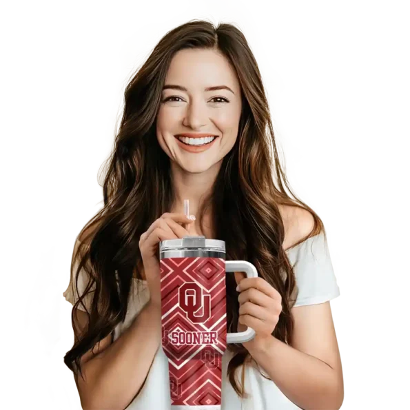 custom oklahoma sooners bold diamonds crimson curved tumbler premium grade.webp