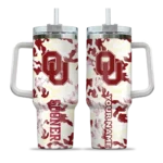 custom oklahoma sooners camo mashup crimson white curved tumbler best selling.webp