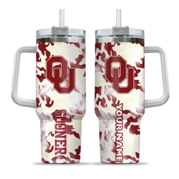 custom oklahoma sooners camo mashup crimson white curved tumbler best selling.webp