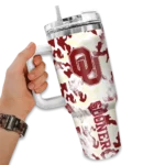 custom oklahoma sooners camo mashup crimson white curved tumbler best selling.webp