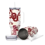 custom oklahoma sooners camo mashup crimson white curved tumbler best selling.webp