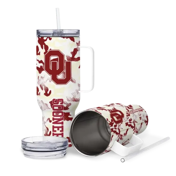 custom oklahoma sooners camo mashup crimson white curved tumbler high quality.webp