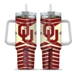custom oklahoma sooners chevron layers crimson curved tumbler best selling.webp