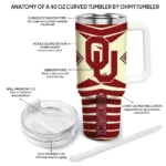custom oklahoma sooners chevron layers crimson curved tumbler best selling.webp