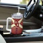 custom oklahoma sooners chevron layers crimson curved tumbler best selling.webp