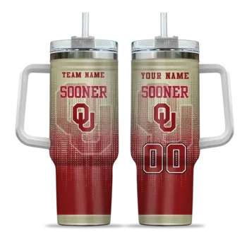 custom oklahoma sooners gradient dots crimson curved tumbler best selling.webp