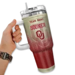 custom oklahoma sooners gradient dots crimson curved tumbler best selling.webp