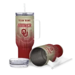 custom oklahoma sooners gradient dots crimson curved tumbler best selling.webp