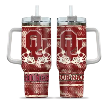 custom oklahoma sooners honey streaks crimson curved tumbler best selling.webp