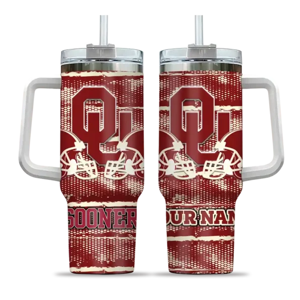 custom oklahoma sooners honey streaks crimson curved tumbler best selling.webp