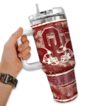 custom oklahoma sooners honey streaks crimson curved tumbler best selling.webp