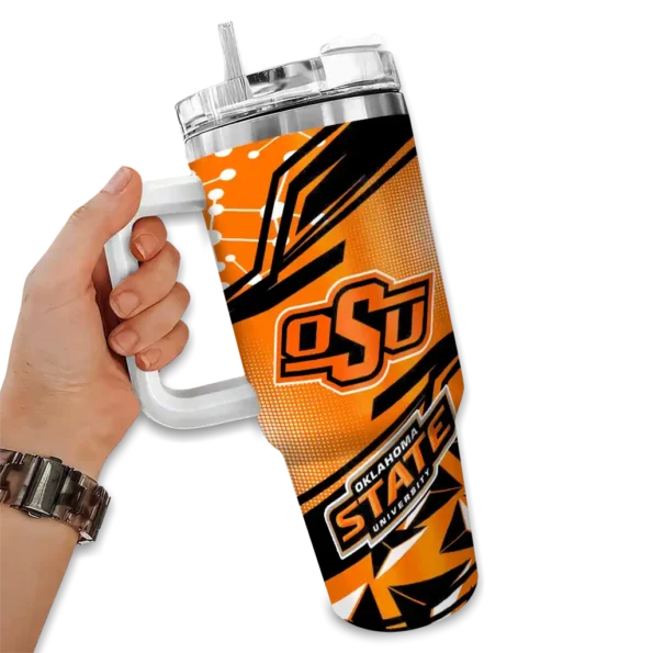 custom oklahoma state cowboys abstract paths orange curved tumbler fashion forward.webp