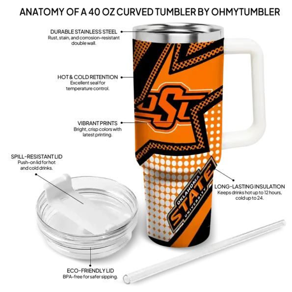 custom oklahoma state cowboys arrow burst orange curved tumbler new arrival.webp