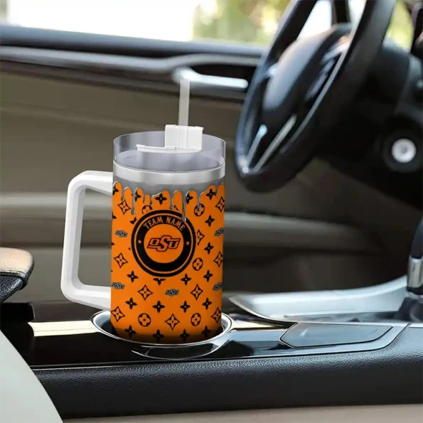 custom oklahoma state cowboys bullseye drips orange curved tumbler trendy.webp