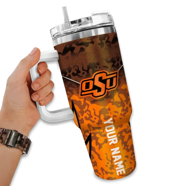 custom oklahoma state cowboys chevron stripe orange curved tumbler fashion forward.webp