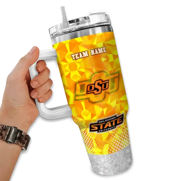 custom oklahoma state cowboys geometric prism orange curved tumbler fashion forward.webp