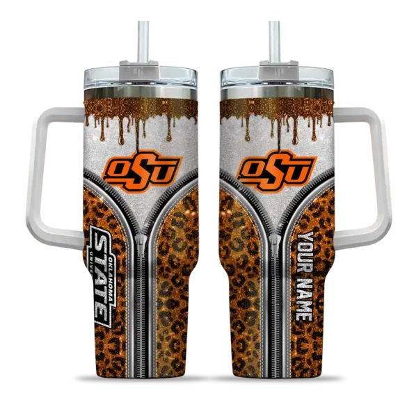 custom oklahoma state cowboys leopard zipper orange curved tumbler best selling.webp