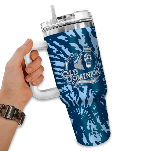 custom old dominion monarchs burst swirl blue curved tumbler fashion forward.webp