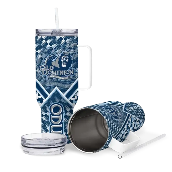 custom old dominion monarchs chevron angle blue curved tumbler high quality.webp