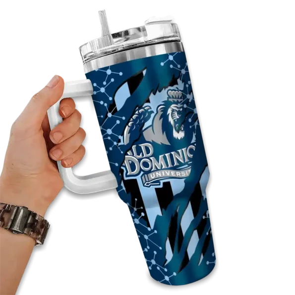 custom old dominion monarchs claw cut blue black curved tumbler fashion forward.webp