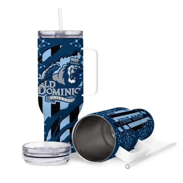 custom old dominion monarchs claw cut blue black curved tumbler high quality.webp