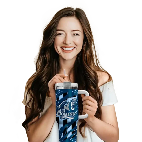 custom old dominion monarchs claw cut blue black curved tumbler premium grade.webp