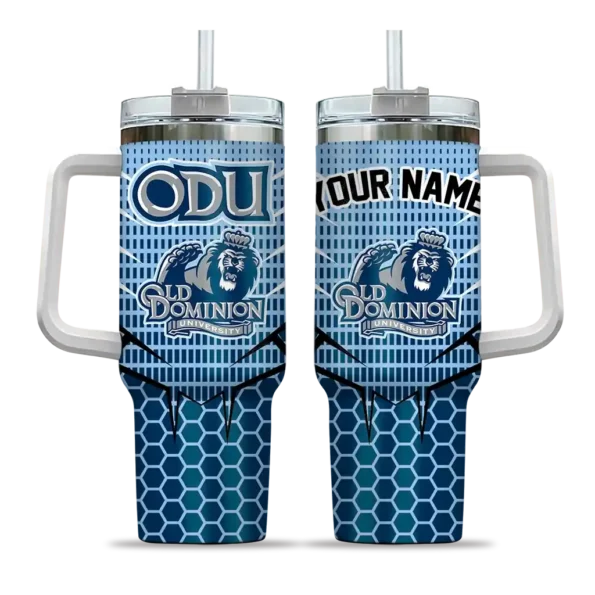 custom old dominion monarchs hex texture blue curved tumbler best selling.webp