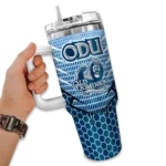 custom old dominion monarchs hex texture blue curved tumbler best selling.webp