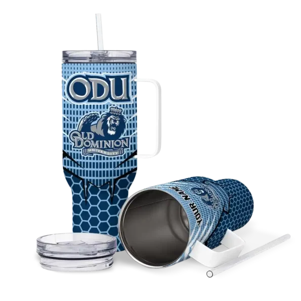 custom old dominion monarchs hex texture blue curved tumbler high quality.webp