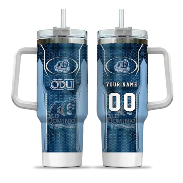 custom old dominion monarchs hexagon armor blue curved tumbler best selling.webp