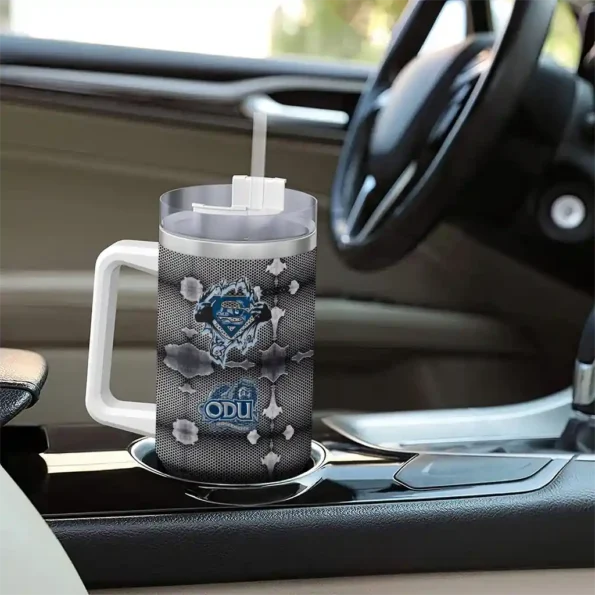 custom old dominion monarchs superman shield blue gray curved tumbler trendy.webp