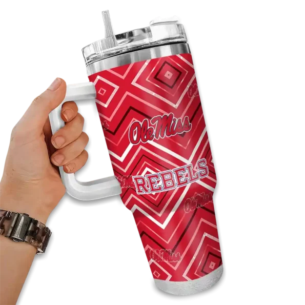 custom ole miss rebels bold diamonds red curved tumbler fashion forward.webp