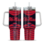 custom ole miss rebels chevron layers red curved tumbler best selling.webp