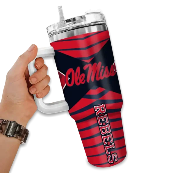 custom ole miss rebels chevron layers red curved tumbler fashion forward.webp