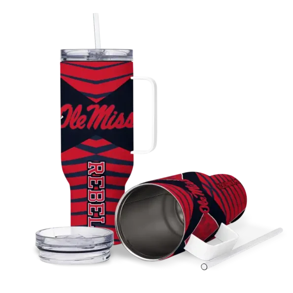 custom ole miss rebels chevron layers red curved tumbler high quality.webp