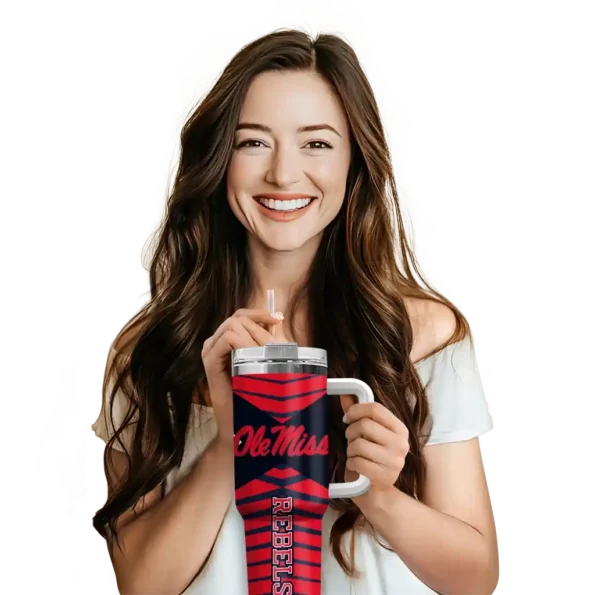custom ole miss rebels chevron layers red curved tumbler premium grade.webp