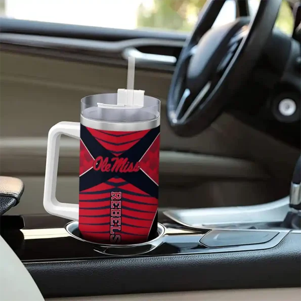 custom ole miss rebels chevron layers red curved tumbler trendy.webp