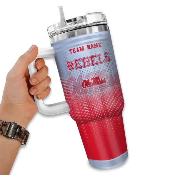 custom ole miss rebels gradient dots red curved tumbler fashion forward.webp