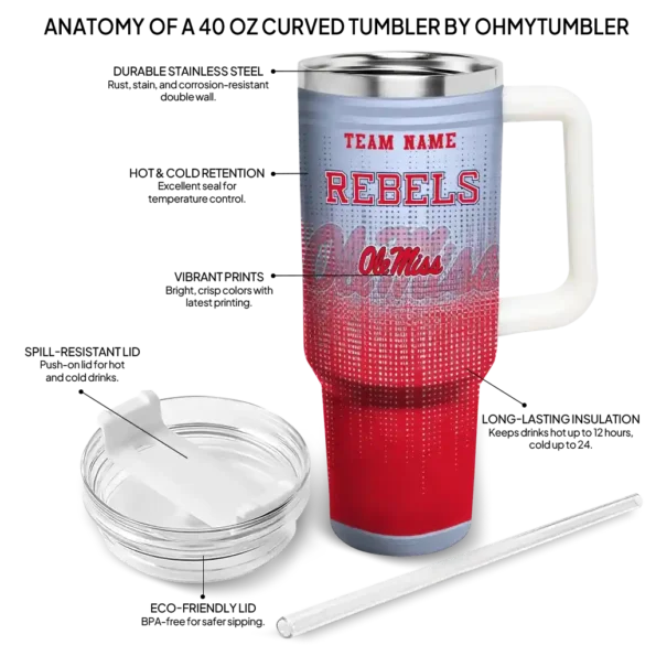 custom ole miss rebels gradient dots red curved tumbler new arrival.webp