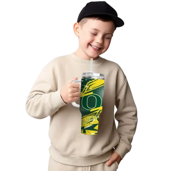 custom oregon ducks abstract paths green curved tumbler latest model.webp