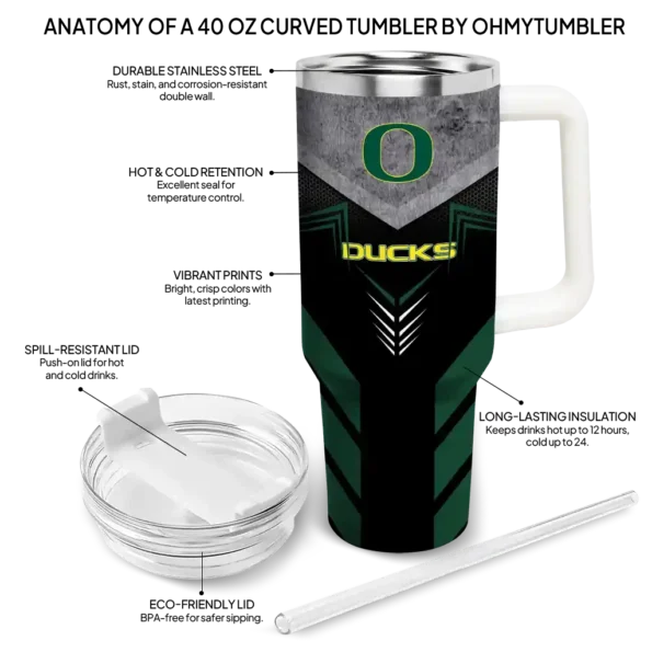 custom oregon ducks arrow armor green black curved tumbler new arrival.webp