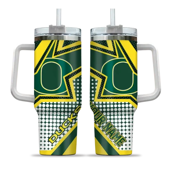 custom oregon ducks arrow burst green curved tumbler best selling.webp