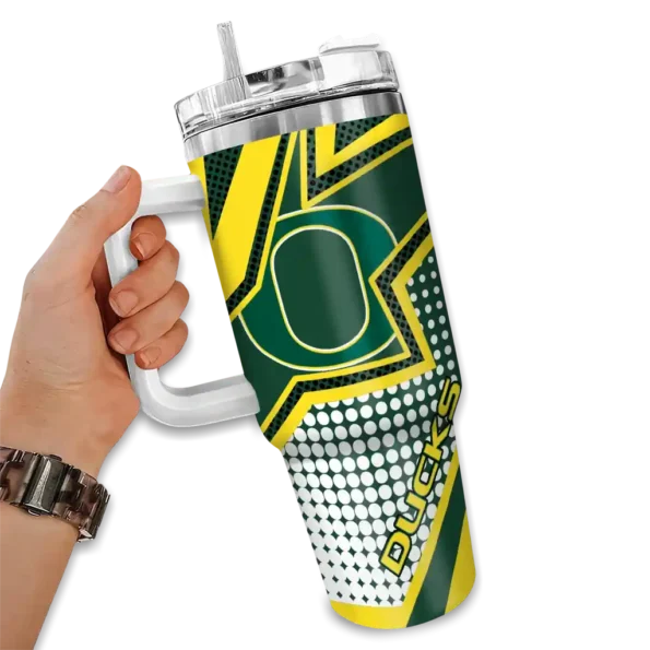 custom oregon ducks arrow burst green curved tumbler fashion forward.webp