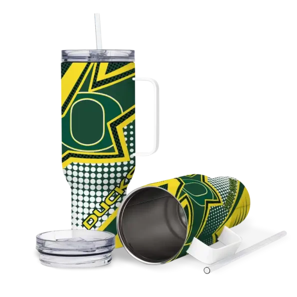 custom oregon ducks arrow burst green curved tumbler high quality.webp