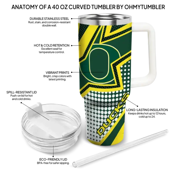 custom oregon ducks arrow burst green curved tumbler new arrival.webp